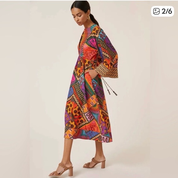 FARM Rio Multicolor Patchwork Midi Dress - Picture 4 of 8